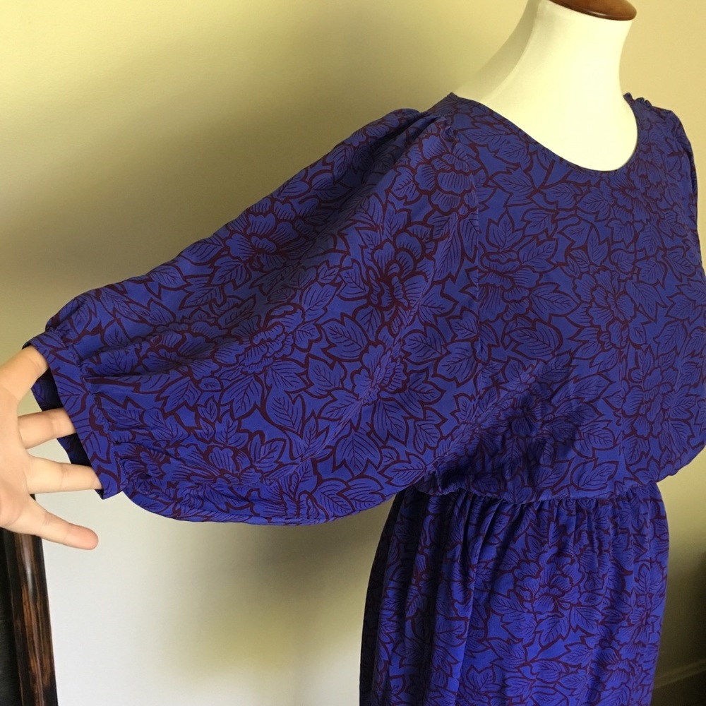 🎉 Rippa Silk Wide Sleeve Leaf Print Dress - Picture 3 of 6